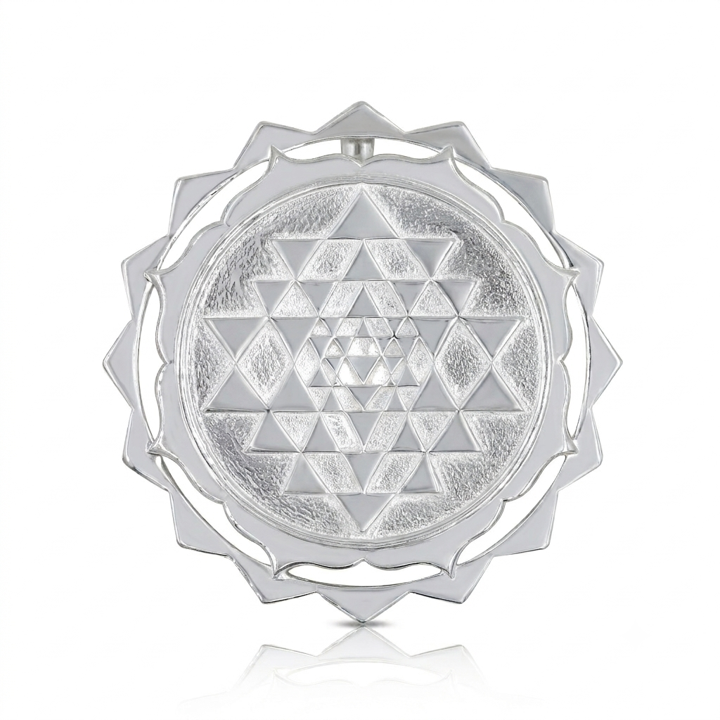 Shree Sampada Wealth Yantra Silver Pendant Necklace