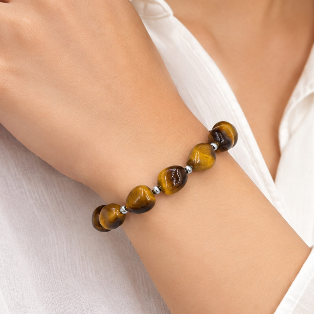 Natural Tiger Eye Tumbled Protection Bracelet