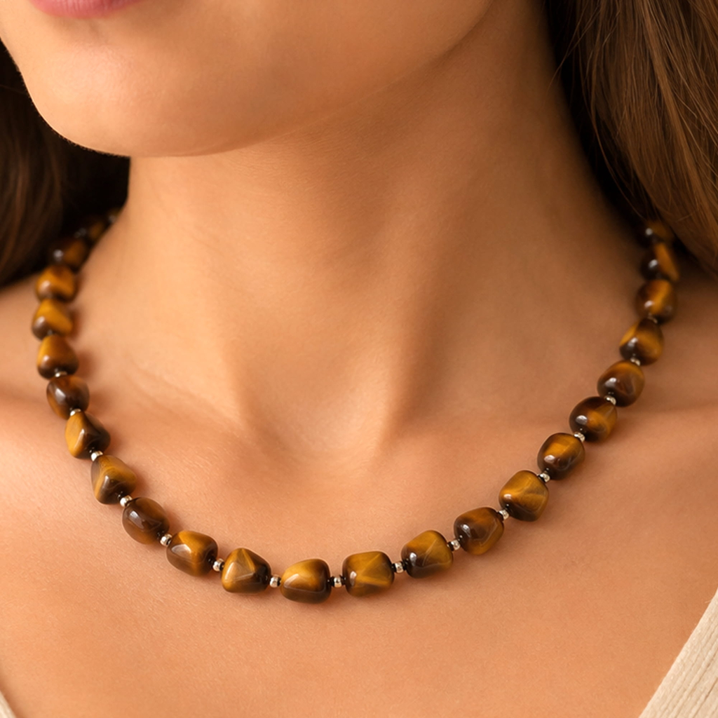 Tiger Eye Tumbled Beaded Necklace