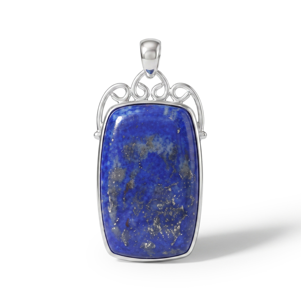 Natural Lapis Lazuli Throat Chakra Sterling Silver Pendant