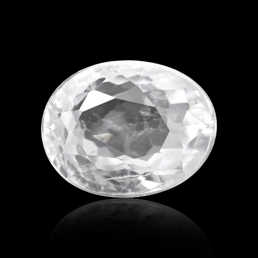 Natural White Zircon Oval Cut Birthstone 6.01 Carat