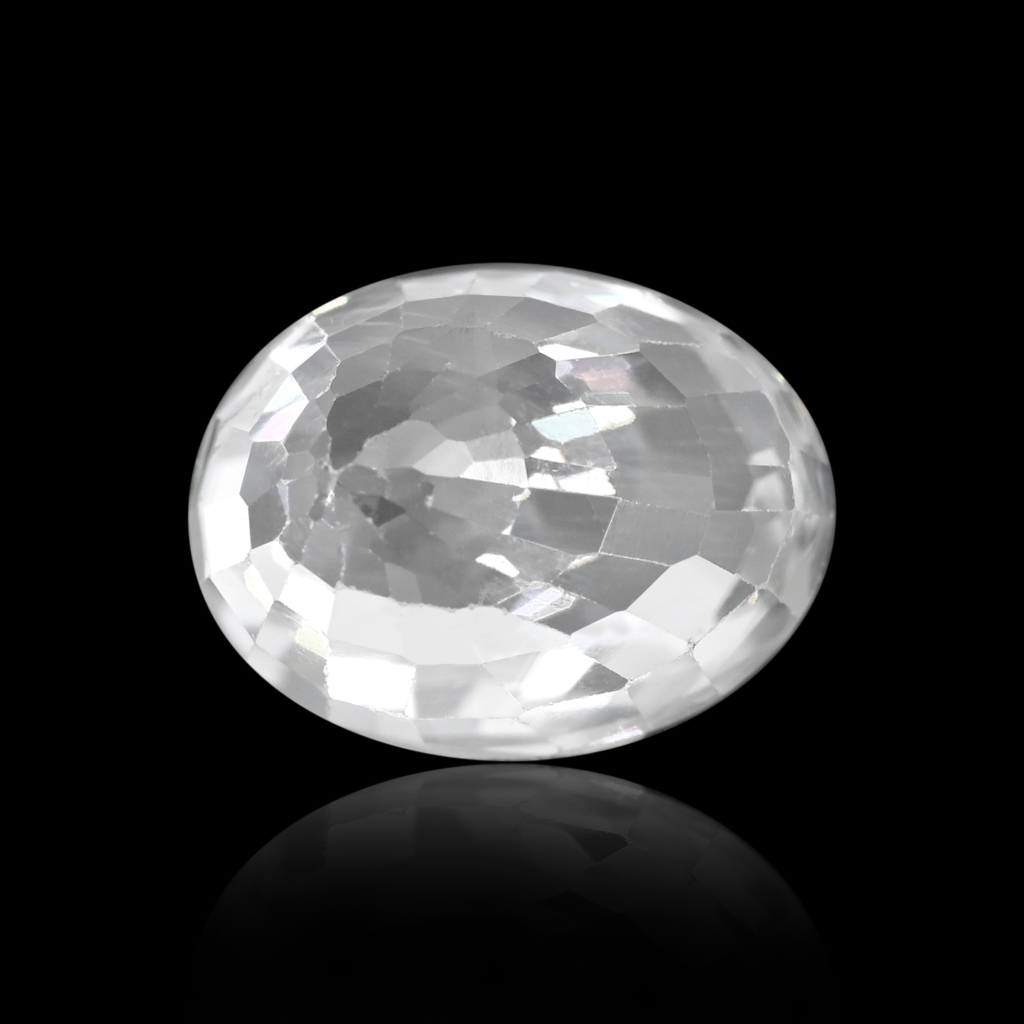 Natural White Zircon Oval Cut Birthstone 6.01 Carat