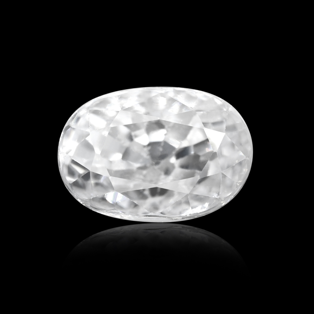 Natural White Zircon Oval Cut Birthstone 5.01 Carat