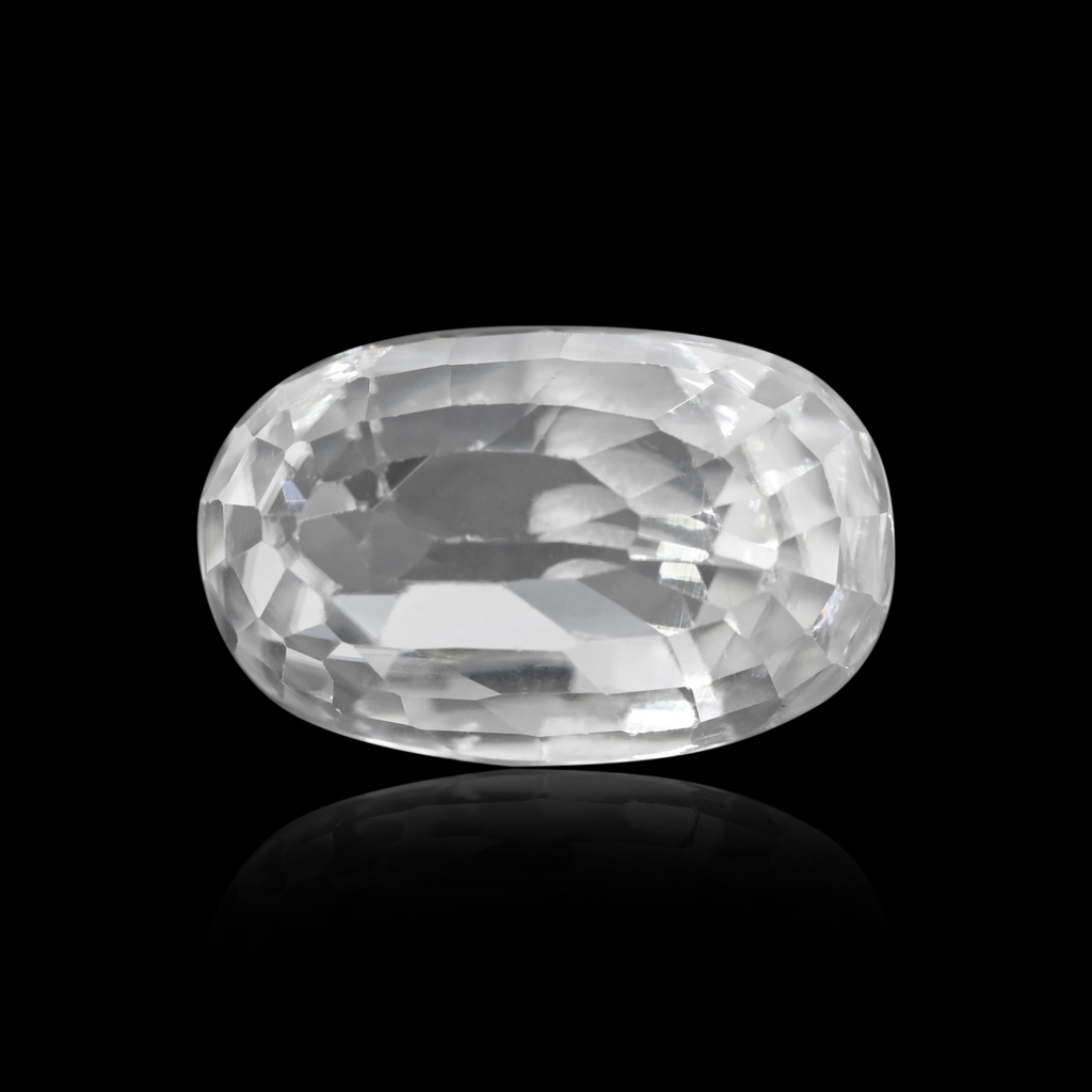 Natural White Zircon Oval Cut Birthstone 6.21 Carat