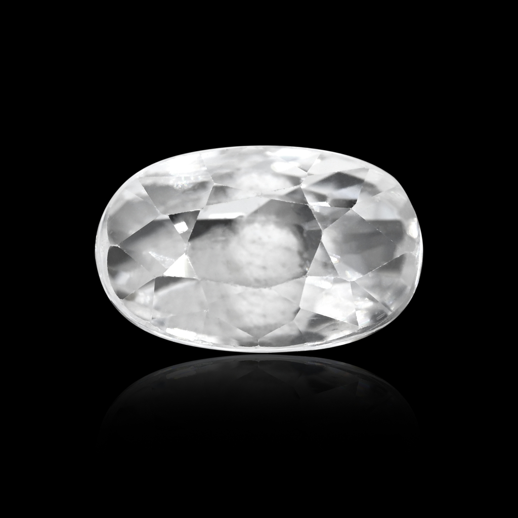 Natural White Zircon Oval Cut Birthstone 6.21 Carat