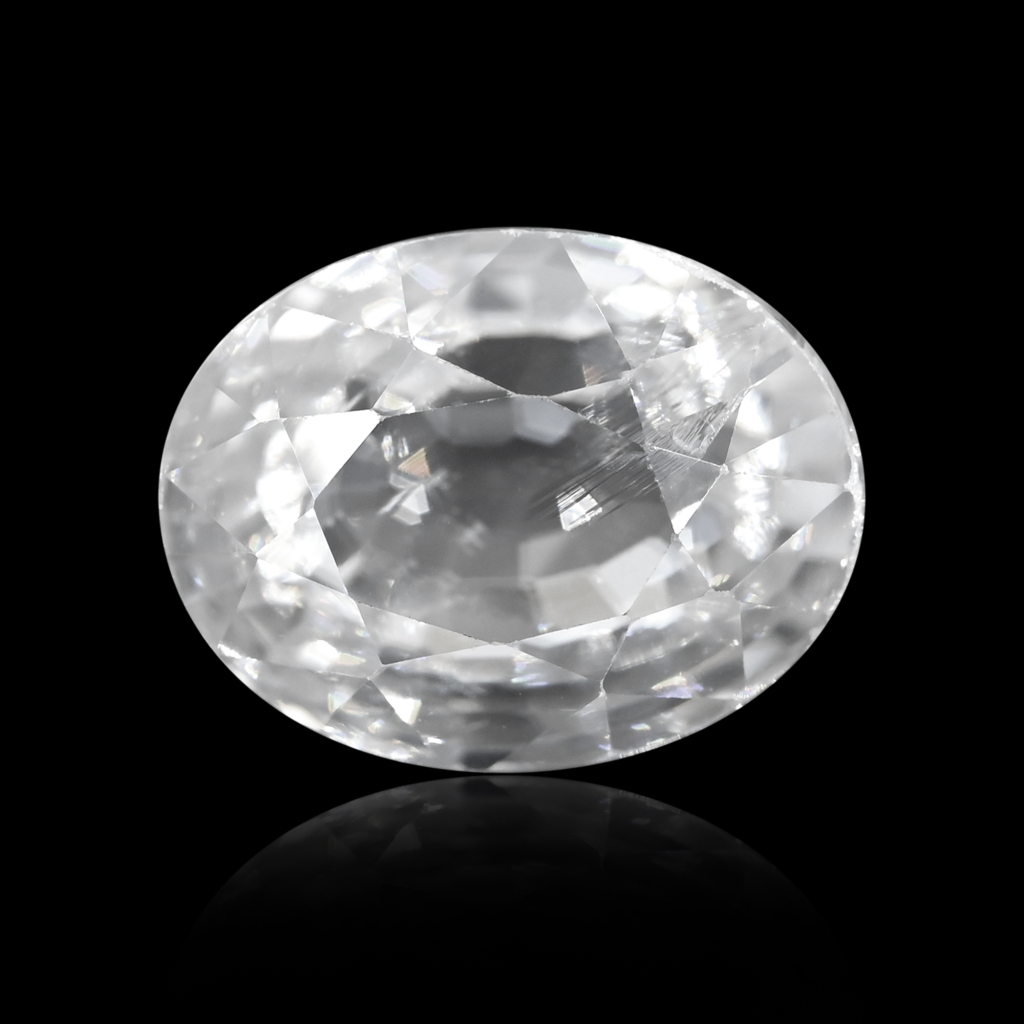 Natural White Zircon Oval Cut Birthstone 6.50 Carat