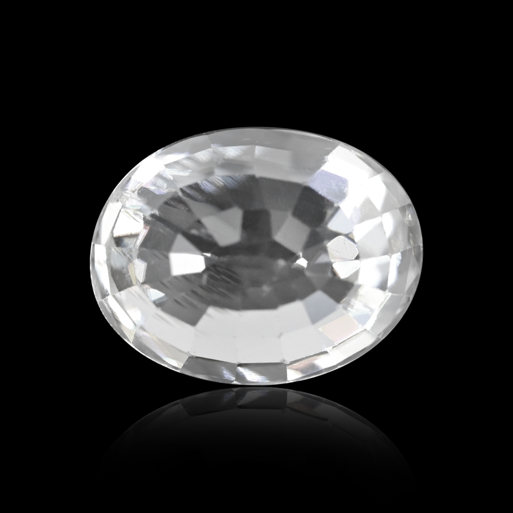 Natural White Zircon Oval Cut Birthstone 6.50 Carat