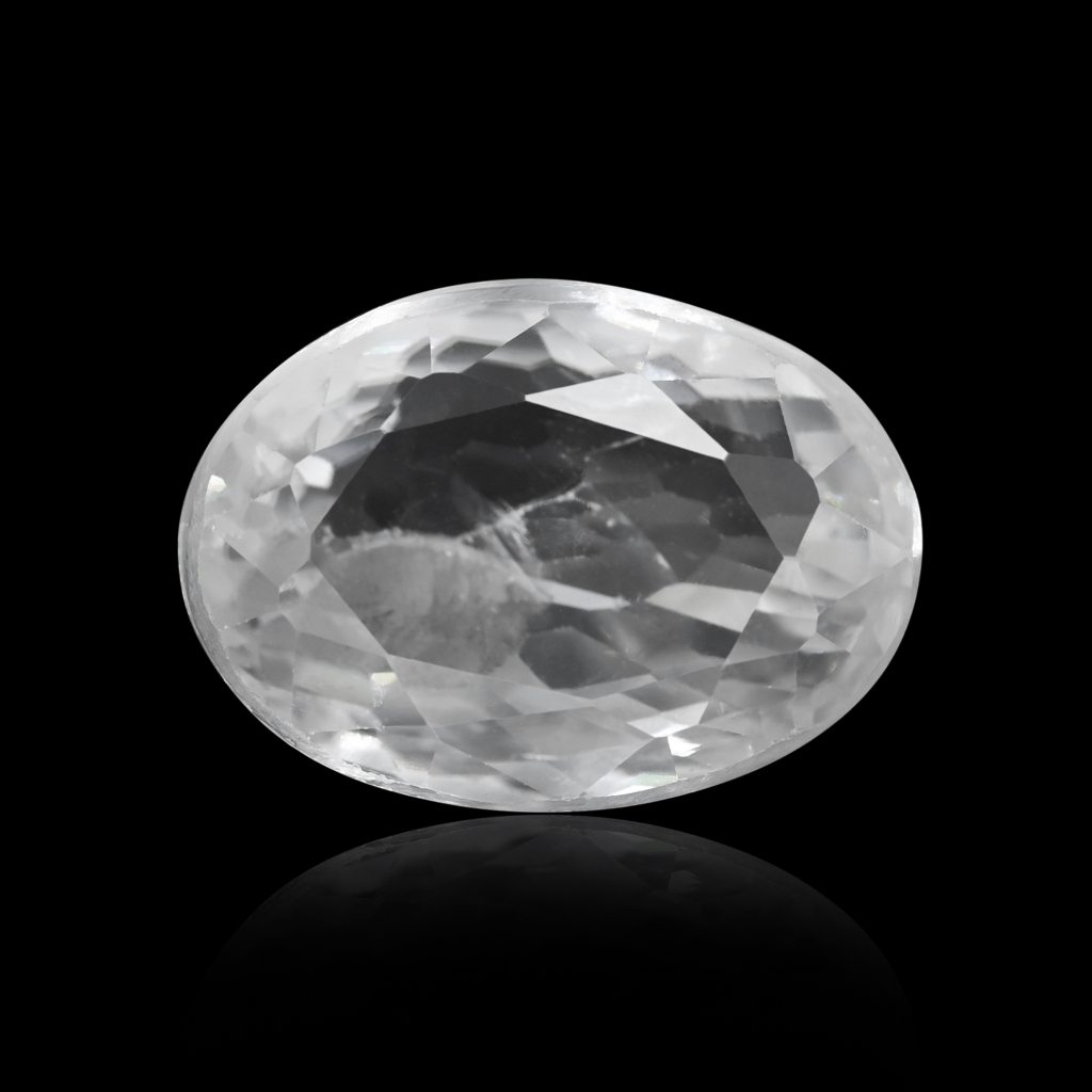 Natural White Zircon Oval Cut Birthstone 5.90 Carat