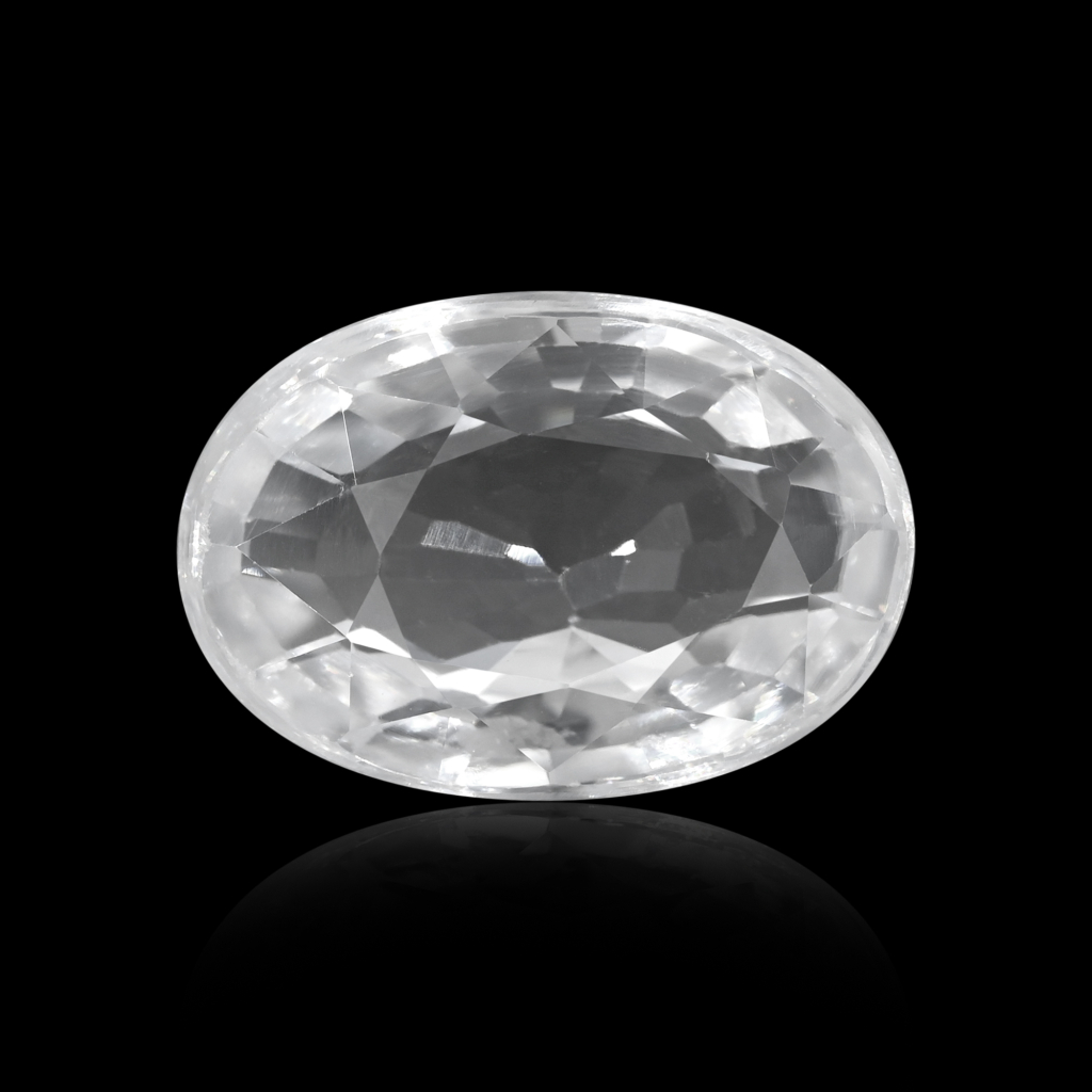 Natural White Zircon Oval Cut Birthstone 7.20 Carat