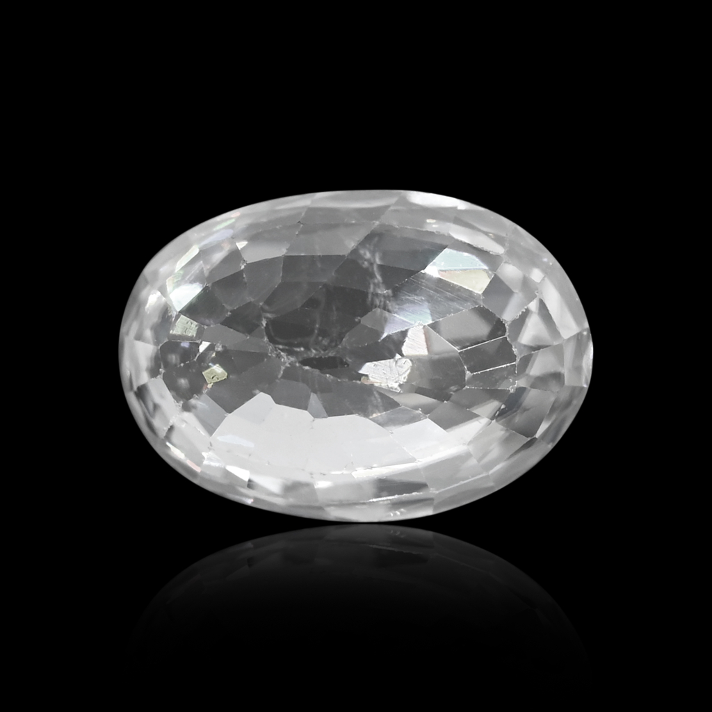 Natural White Zircon Oval Cut Birthstone 5.30 Carat