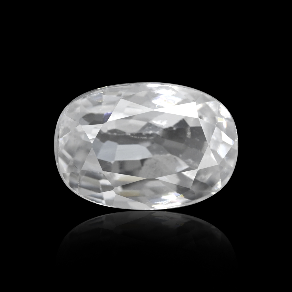 Natural White Zircon Oval Cut Birthstone 5.40 Carat