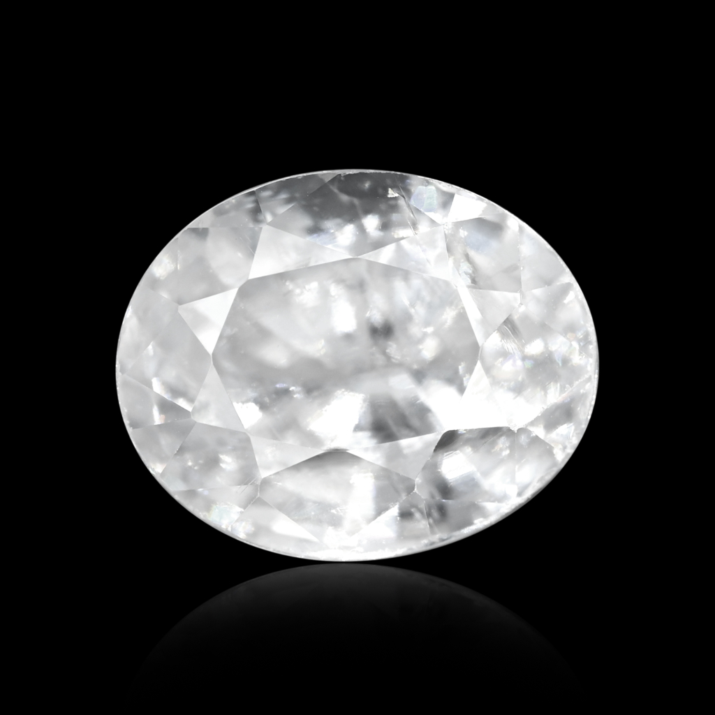 Natural White Zircon Oval Cut Birthstone 6.60 Carat