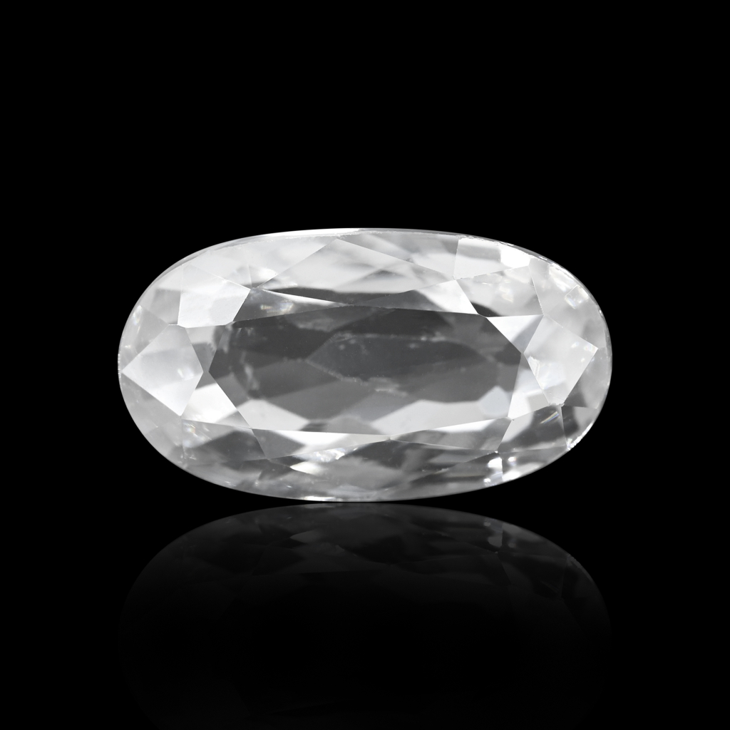 Natural White Zircon Oval Cut Birthstone 6 Carat