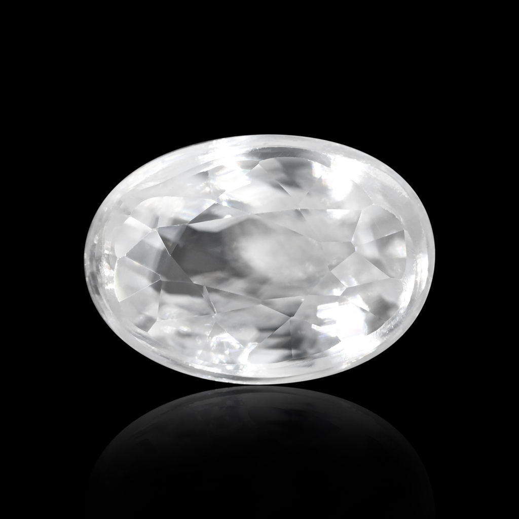 Natural White Zircon Oval Cut Birthstone 6.0 Carat