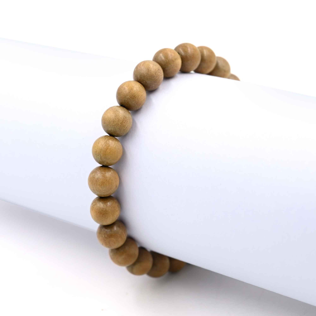 Natural White Sandalwood Chandan Stretchable Beads Bracelet