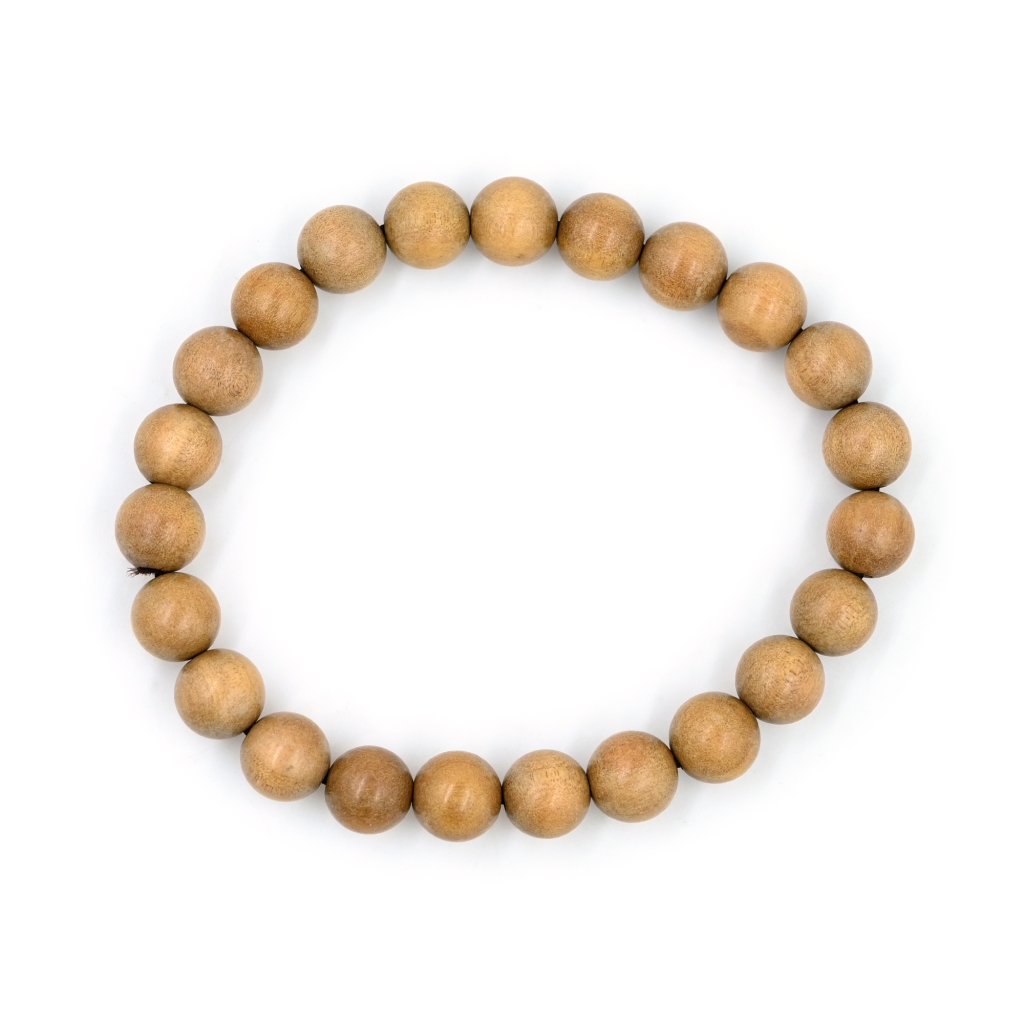 Natural White Sandalwood Chandan Stretchable Beads Bracelet