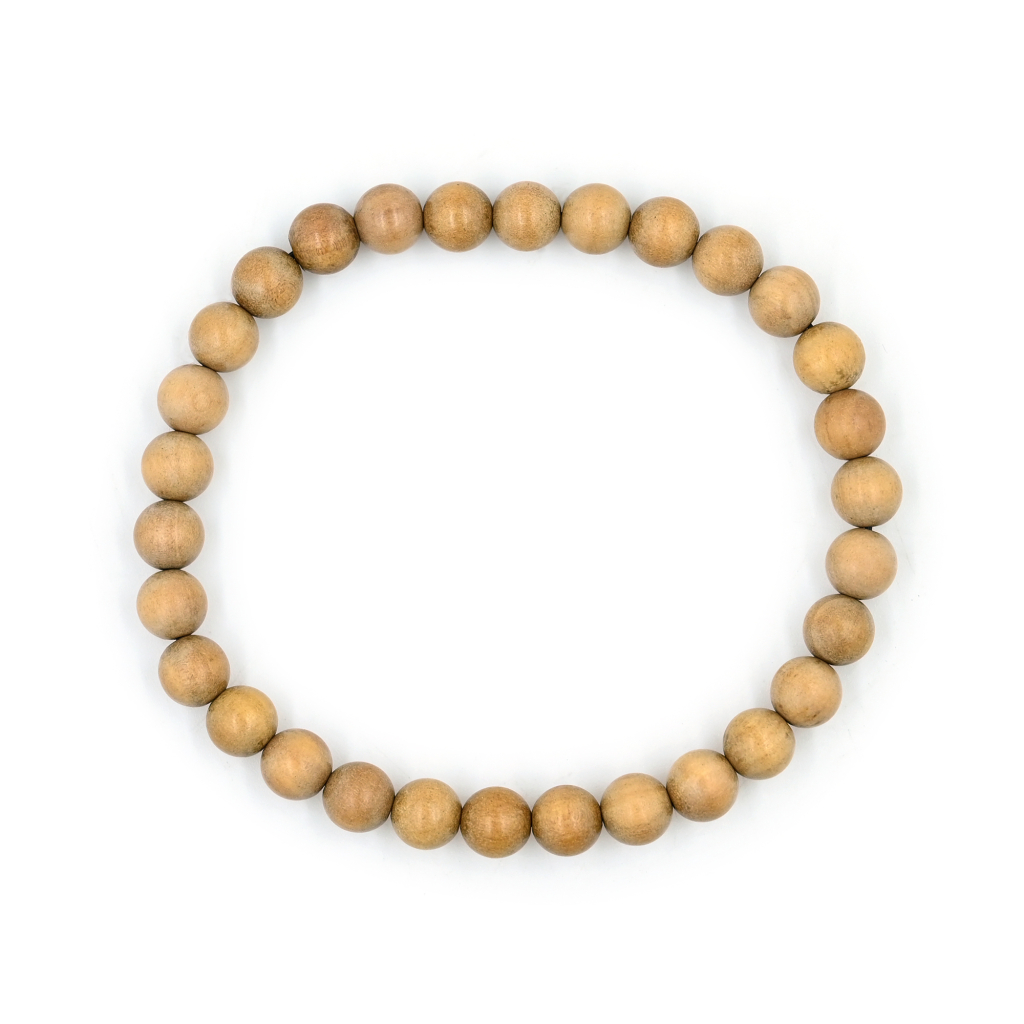 Natural White Sandalwood Chandan Stretchable Beads Bracelet