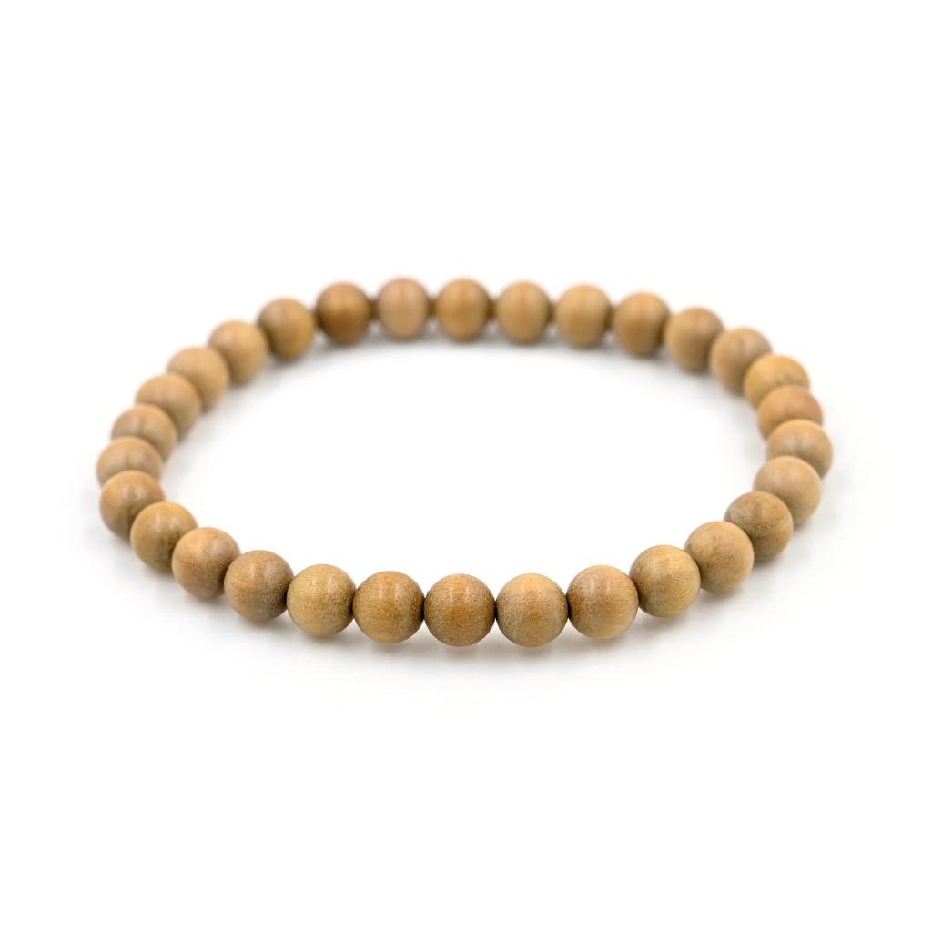 White Sandalwood Chandan Stretchable 6mm Beads Bracelet