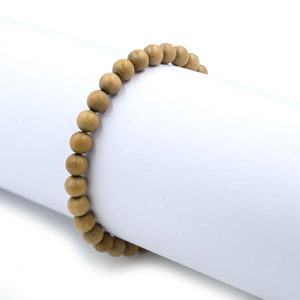 Natural White Sandalwood Chandan Stretchable Beads Bracelet