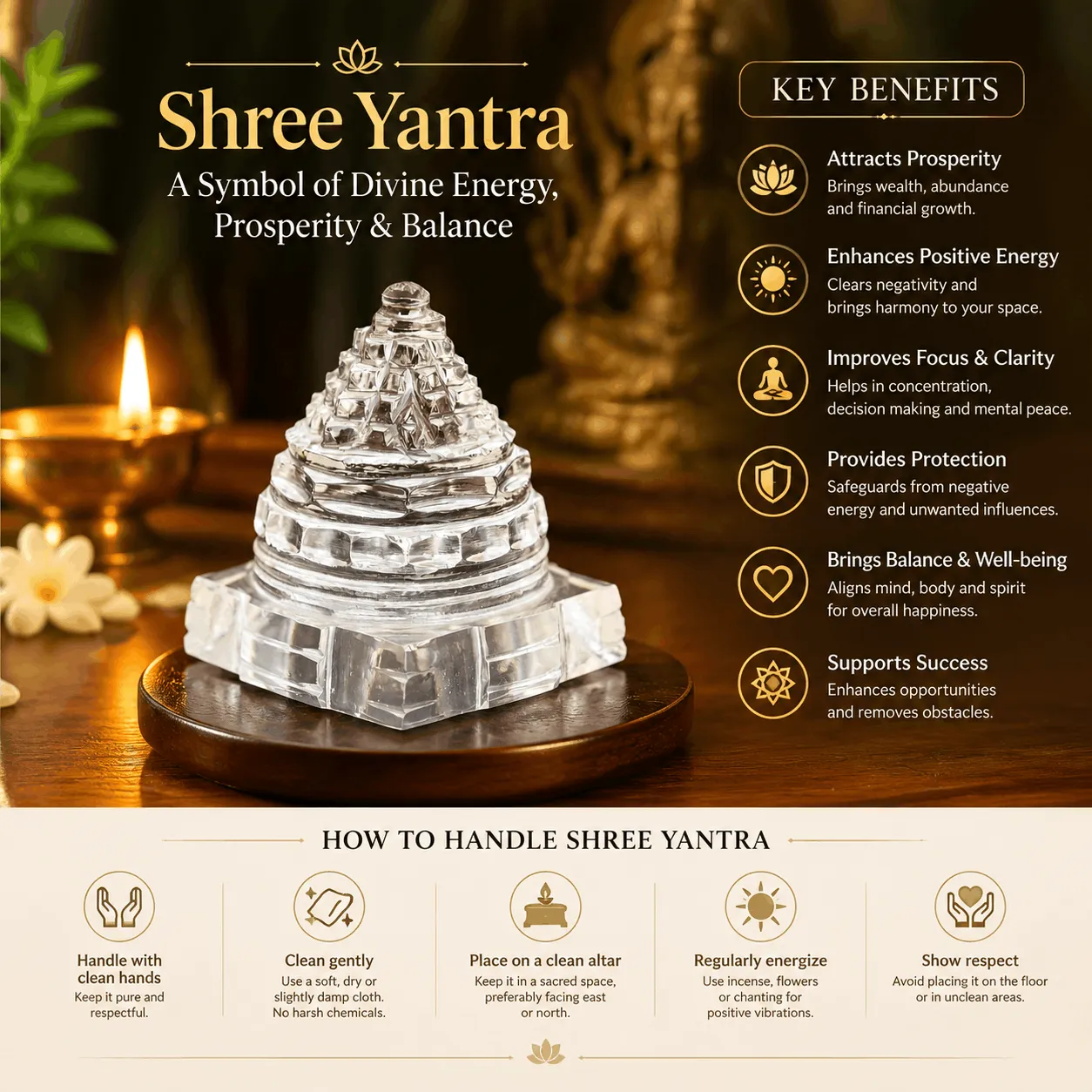 Crystal Shree Yantra For Home Decor
