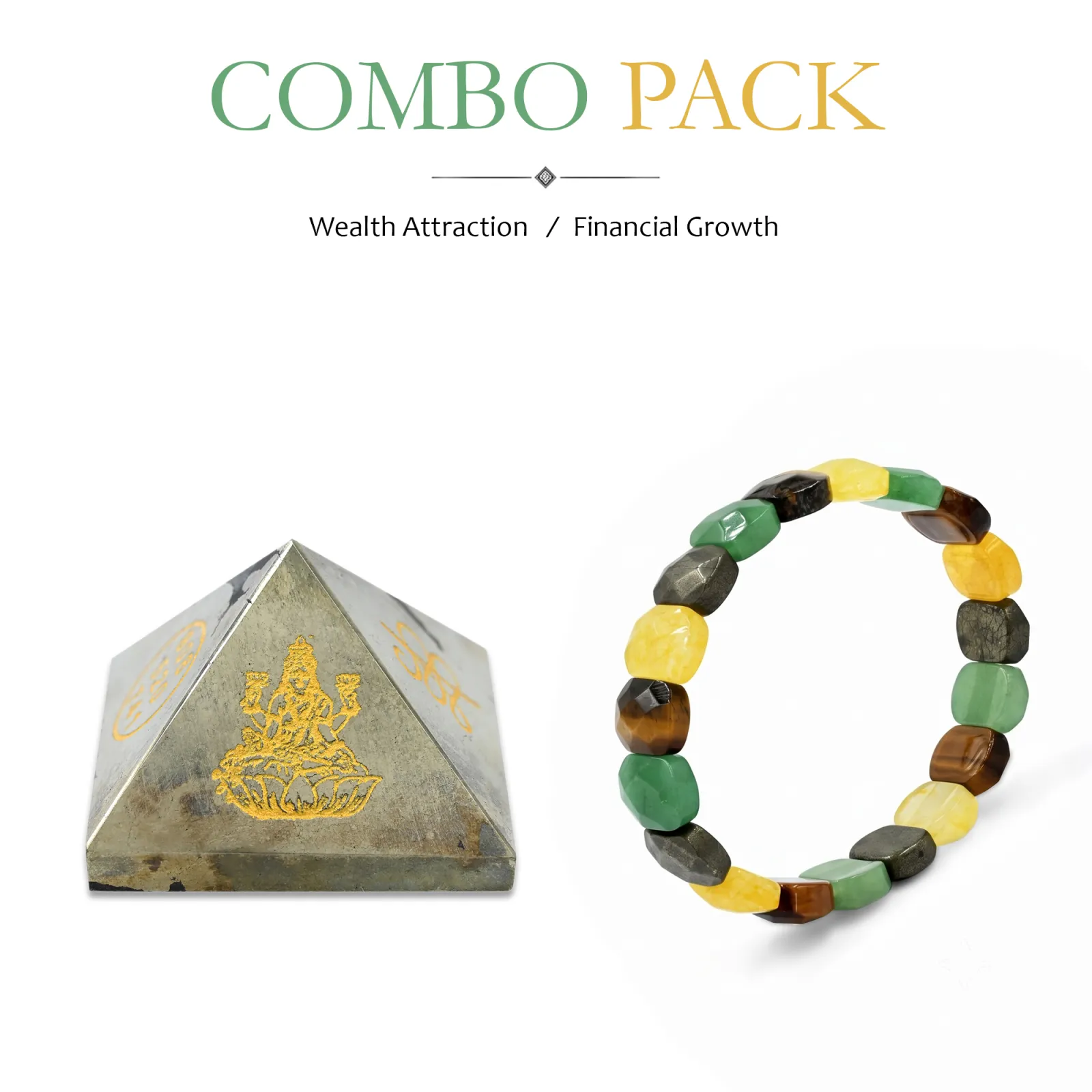 Pyrite Pyramid with Dhan Yog Bracelet Combo Set