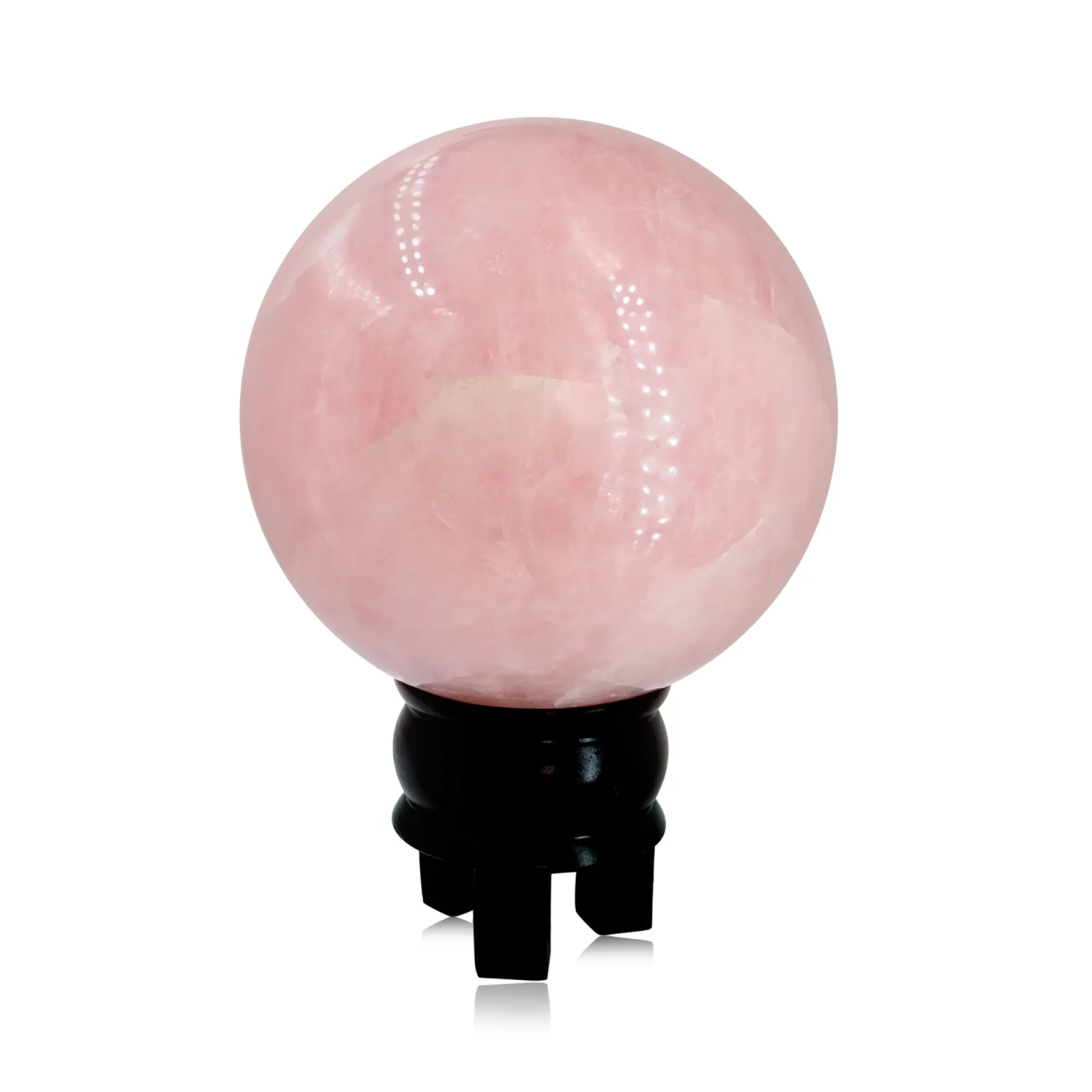Natural Rose Quartz Sphere with Wood Stand-75mm