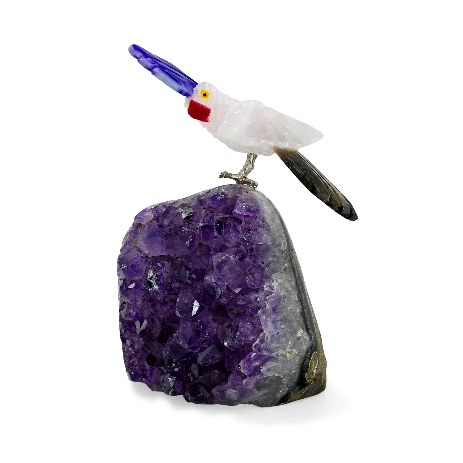 Amethyst Geode Crystal Bird Sculpture