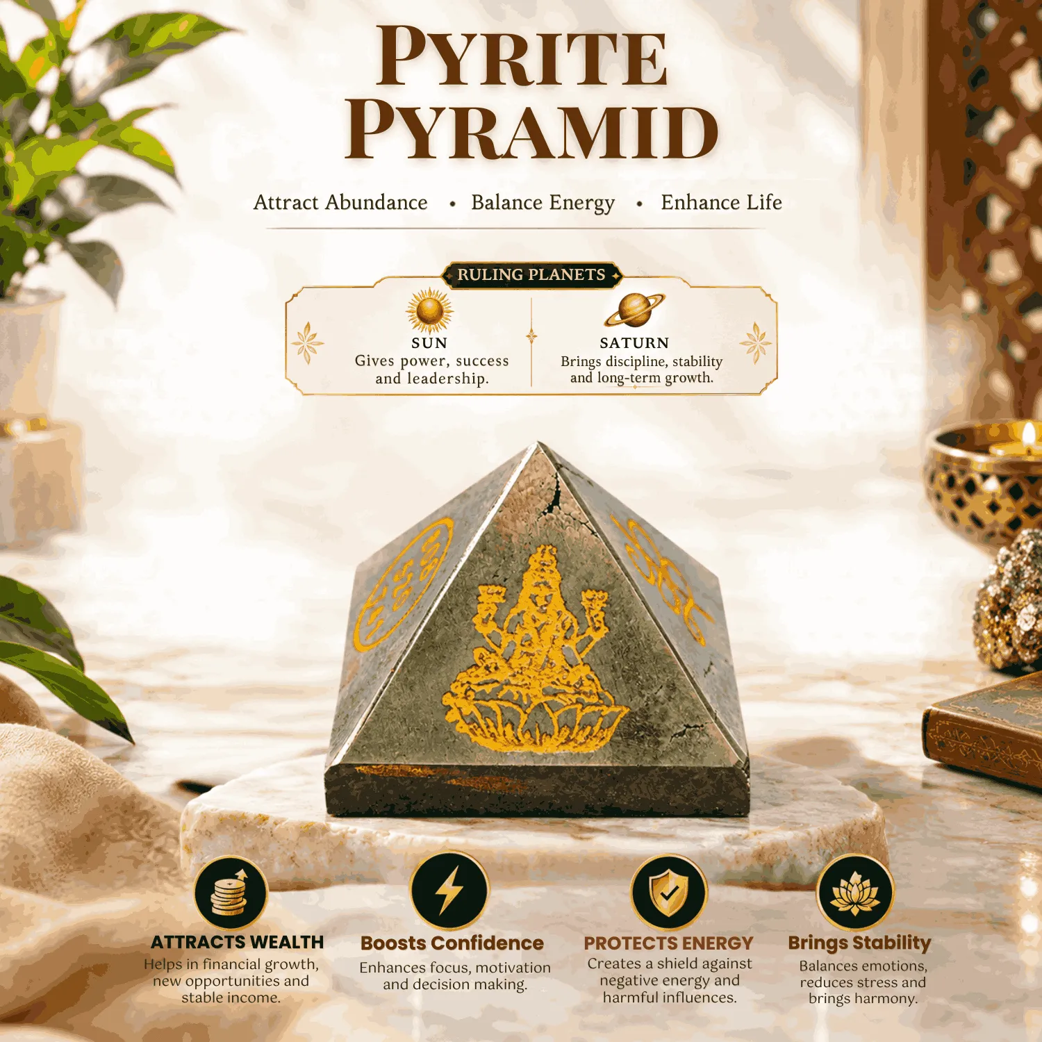 Lakshmi Pyrite Money Magnet Pyramid