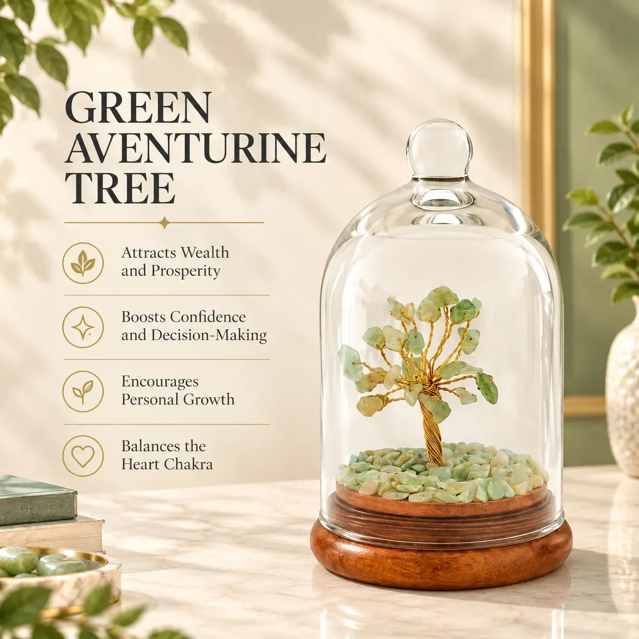 Green Aventurine Crystal Dome Tree