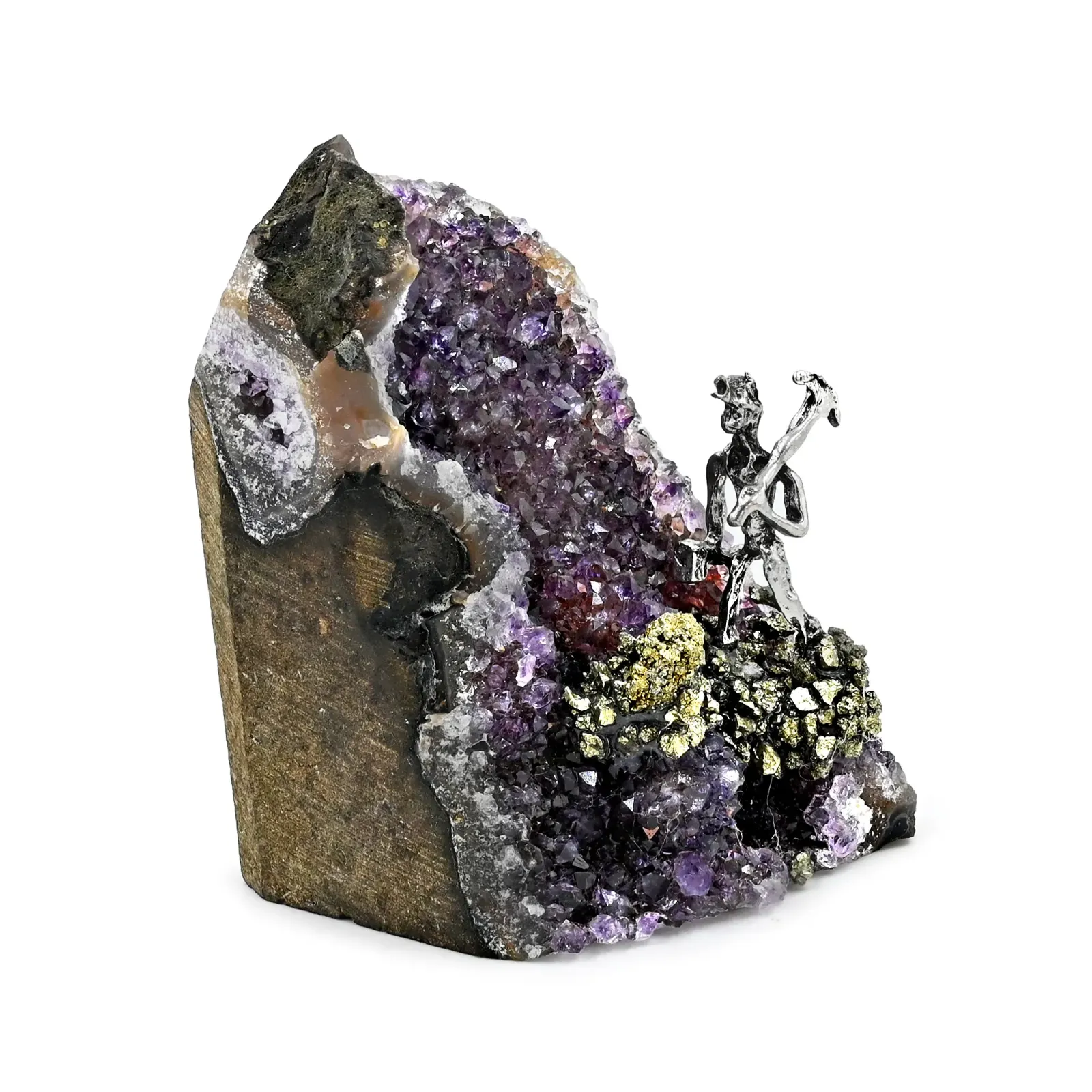 Amethyst Geode with Pyrite Miner