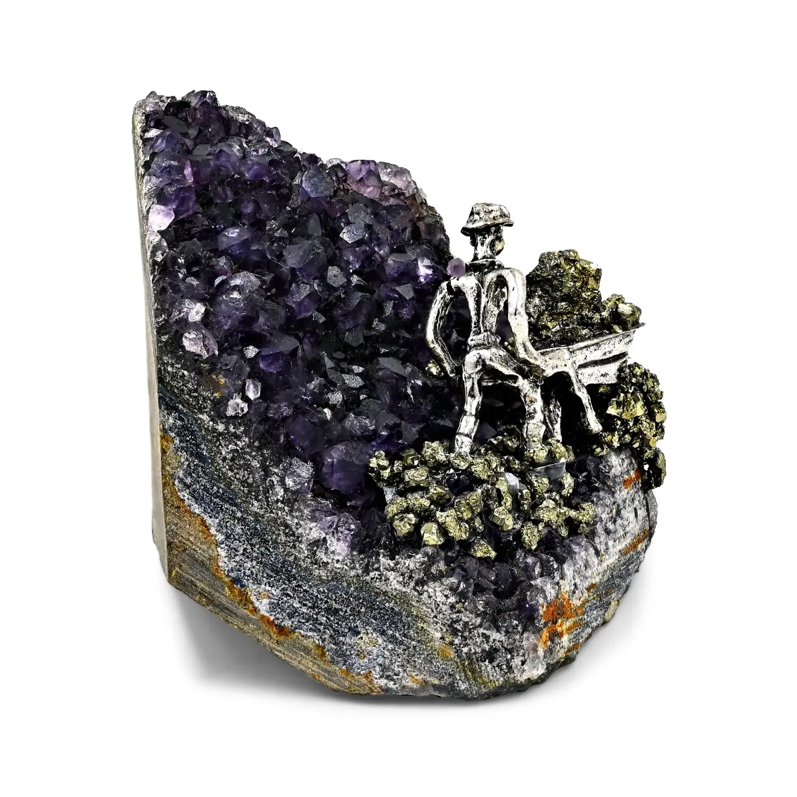 Amethyst Geode with Pyrite Miner