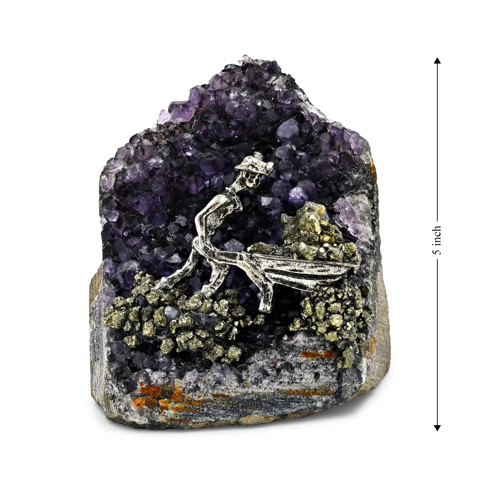Amethyst Geode with Pyrite Miner