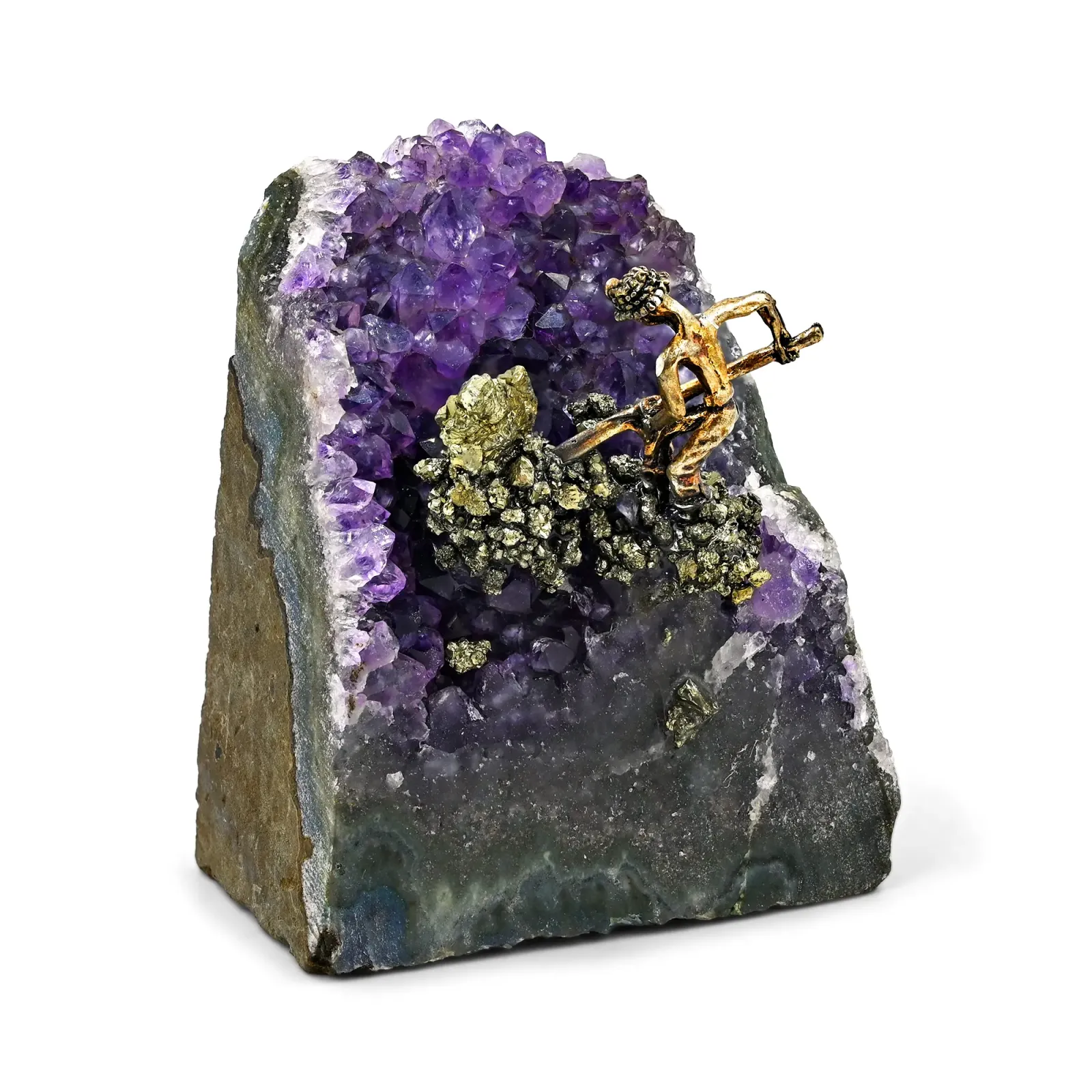 Amethyst Geode with Pyrite Miner