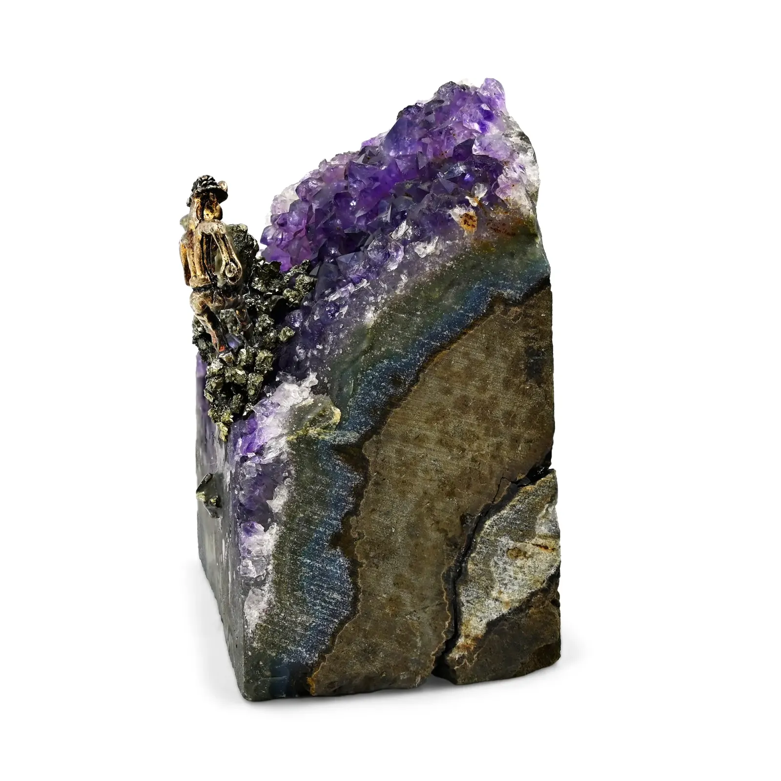 Amethyst Geode with Pyrite Miner
