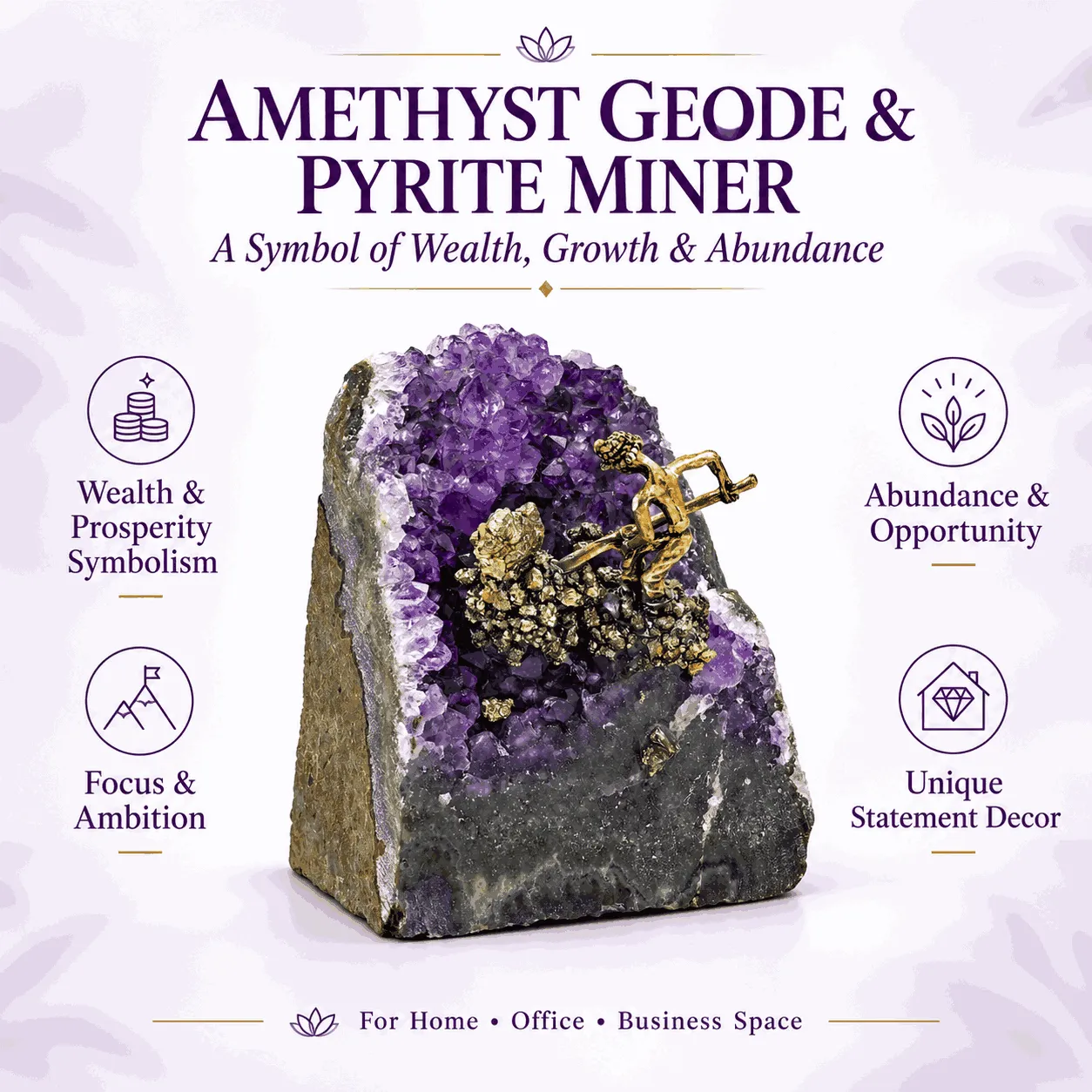 Amethyst Geode with Pyrite Miner
