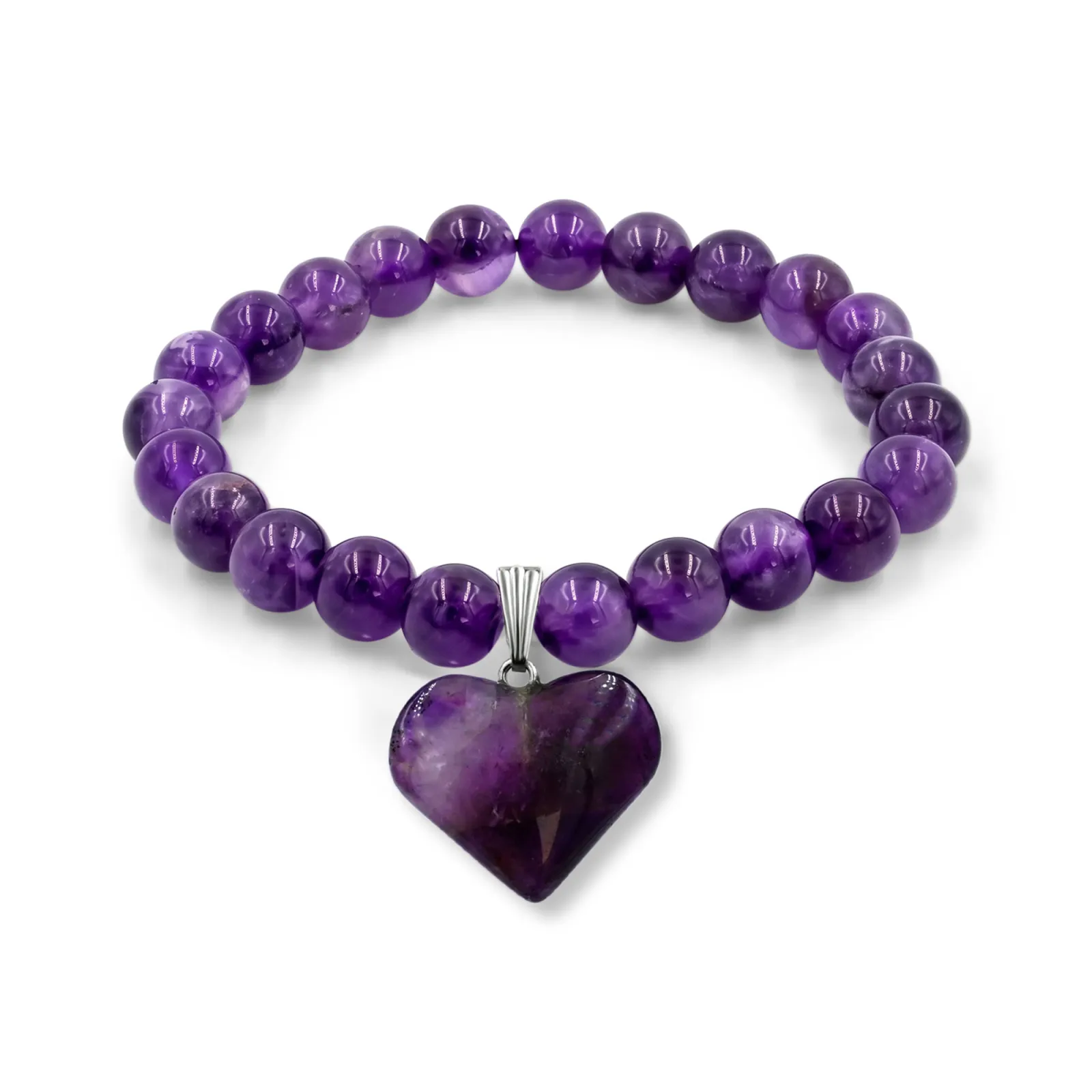 Divine Love Amethyst Heart Charm Bracelet For Women