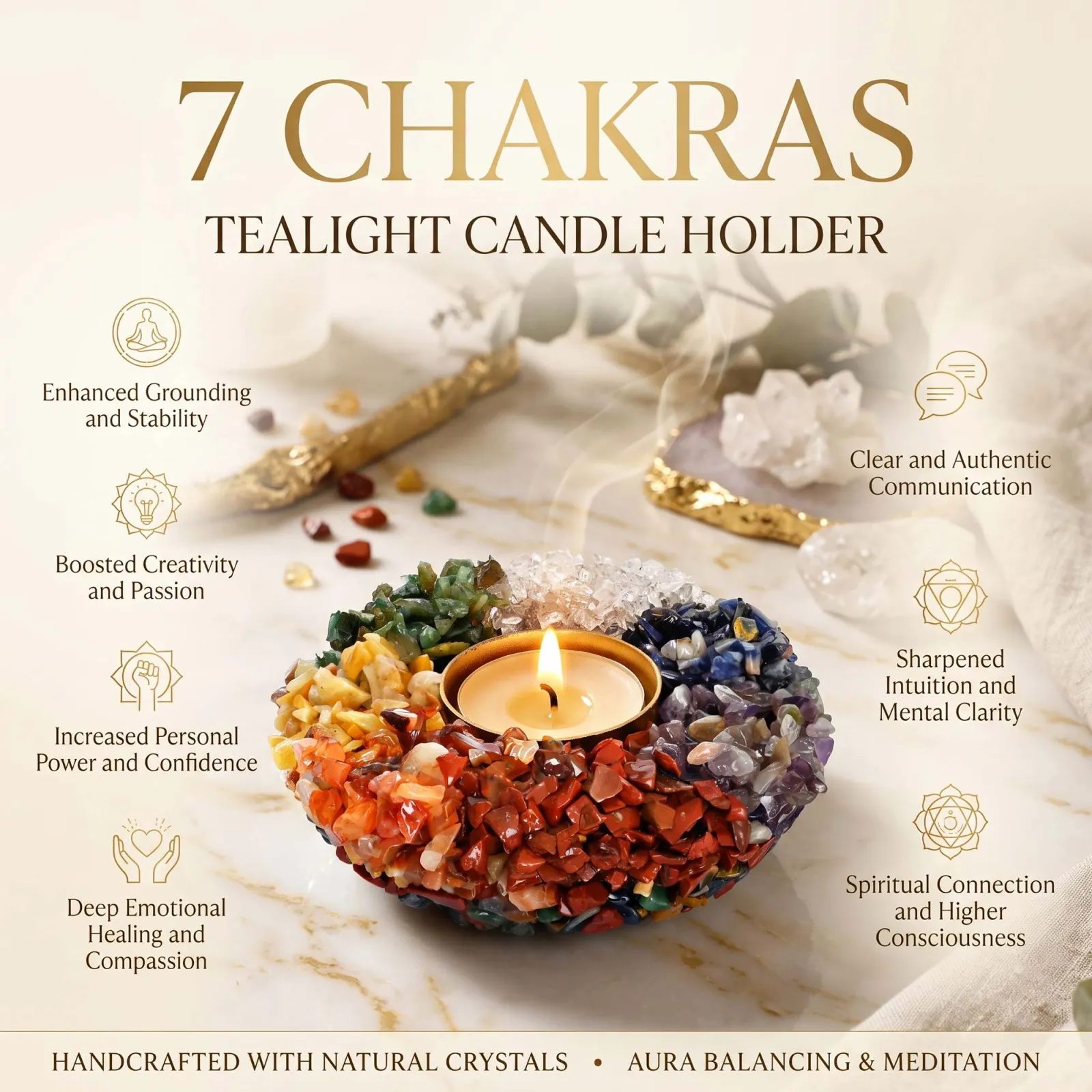 Dhan Yog Crystal Candle Holder for Wealth