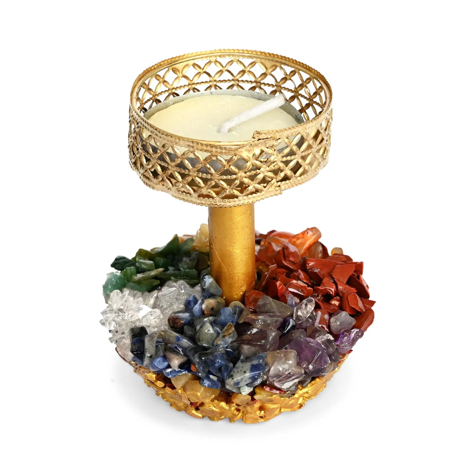 7 Chakra Crystal Tea Light Candle Holder