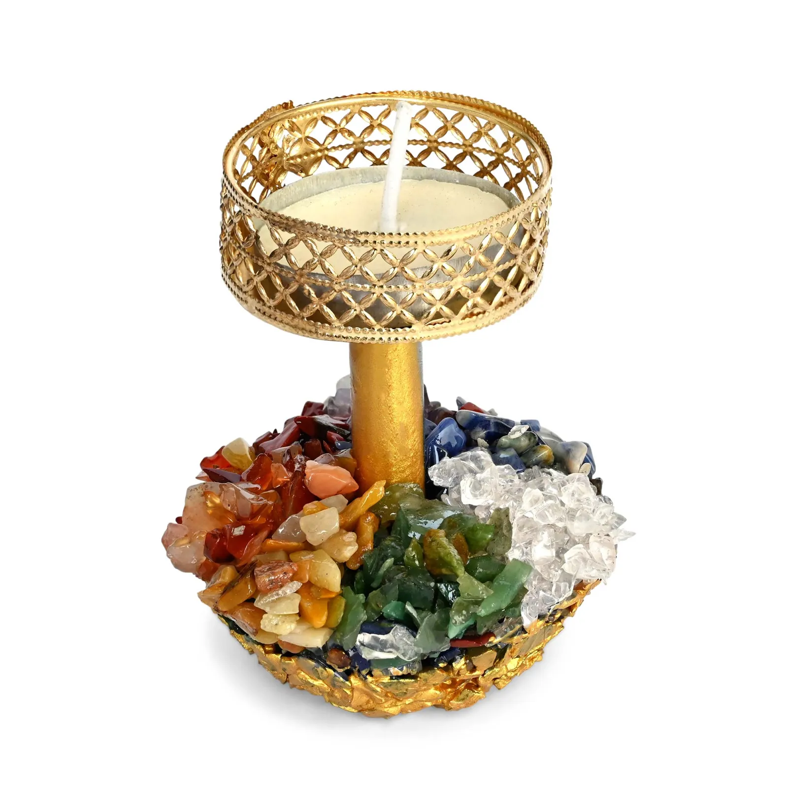 7 Chakra Crystal Tea Light Candle Holder