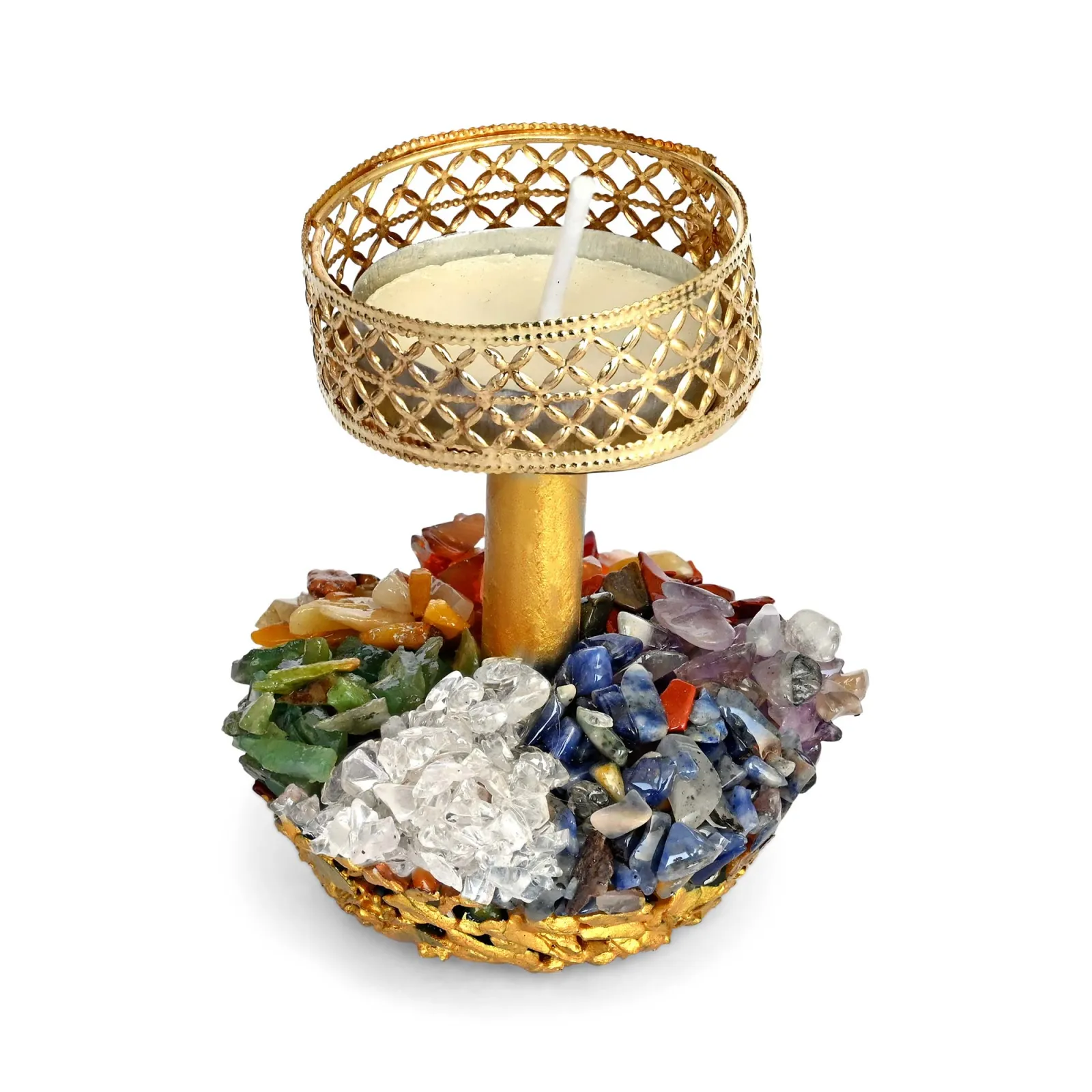 7 Chakra Crystal Tea Light Candle Holder