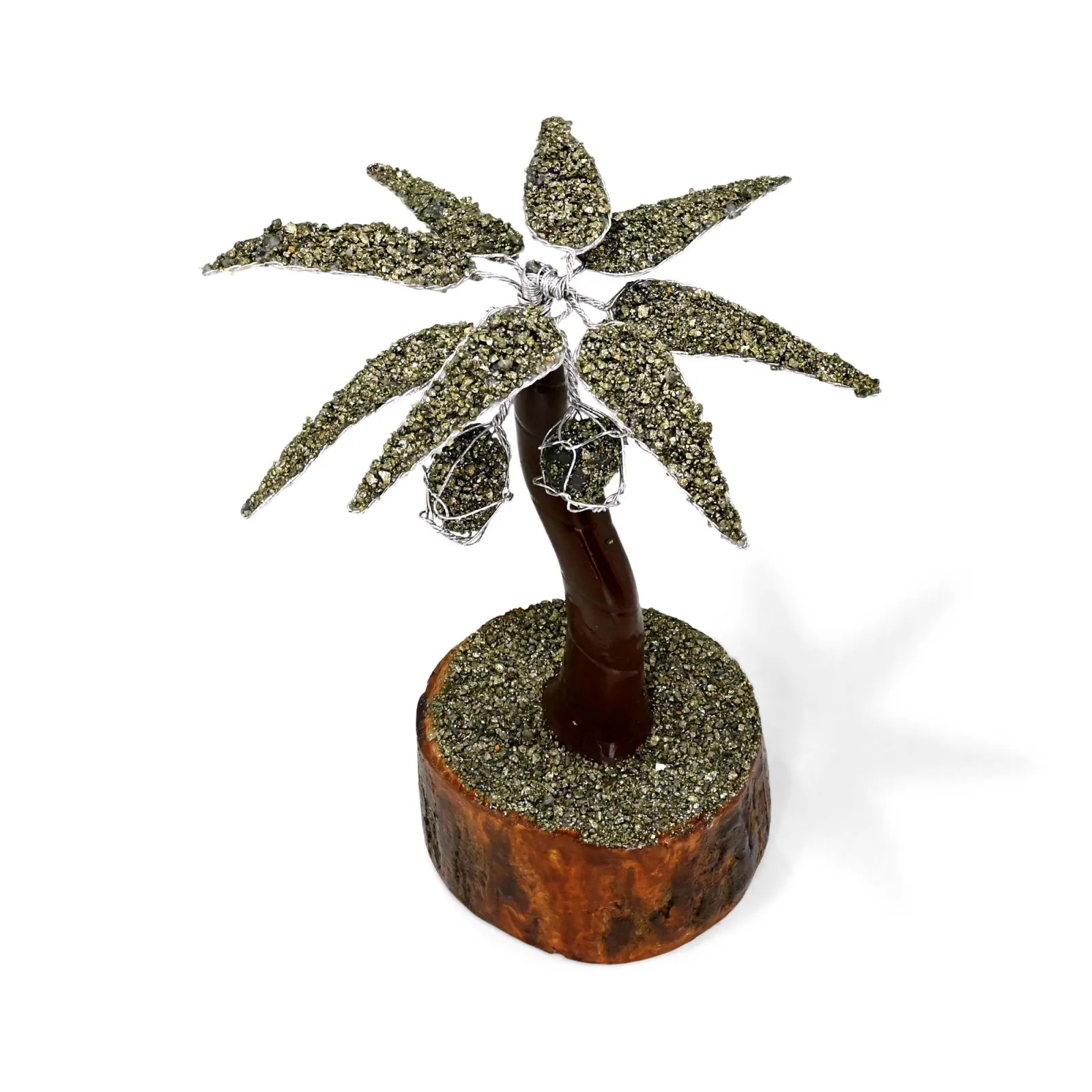Pyrite Coconut Wealth Tree for Vastu, Prosperity Energy Decor